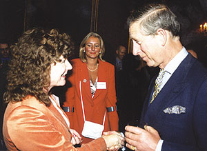 Kay Zega answering Prince Charles� questions about Reiki at St James� Palace May 2003